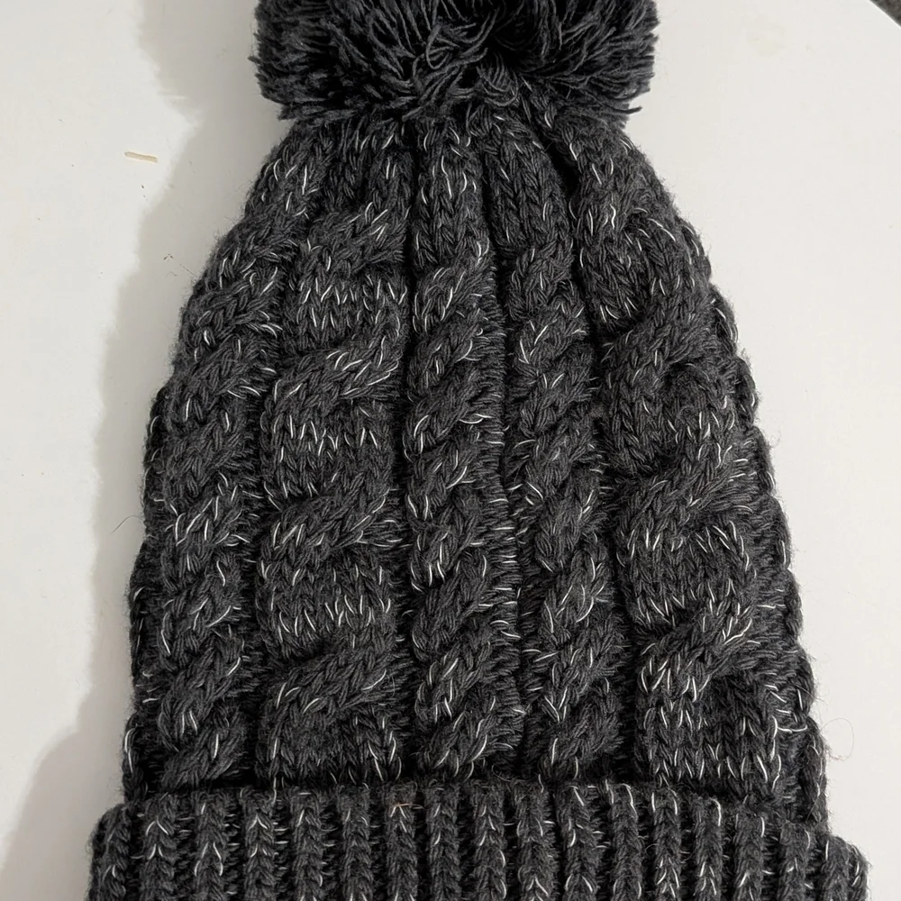 Smartwool Charcoal Cable Pom Pom Knit Kids Wool Blend Beanie